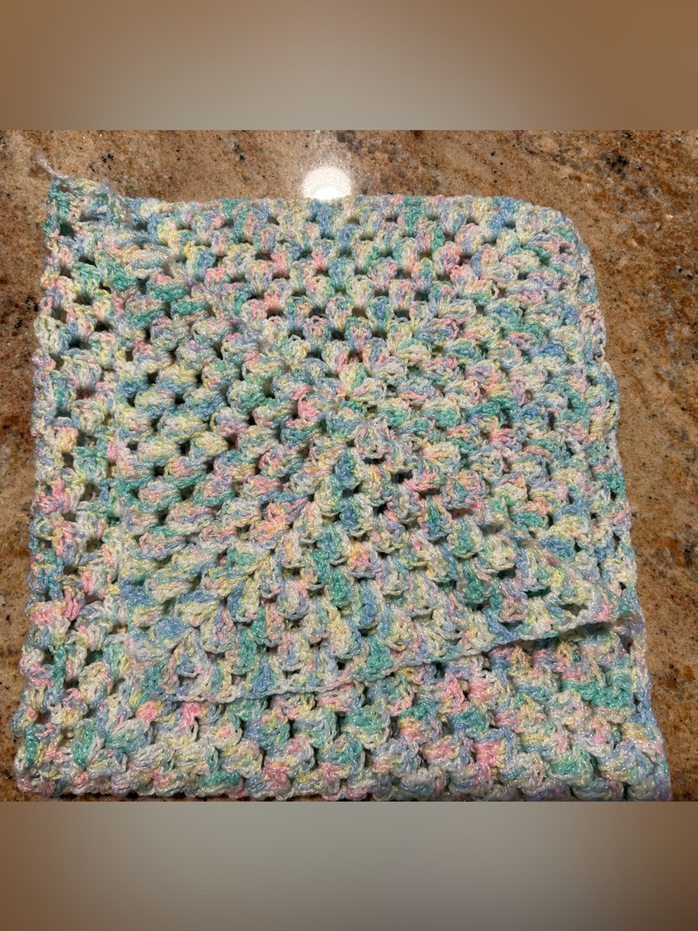25”x27” Pastel Multicolor Hand Crocheted Baby Afghan Unused New